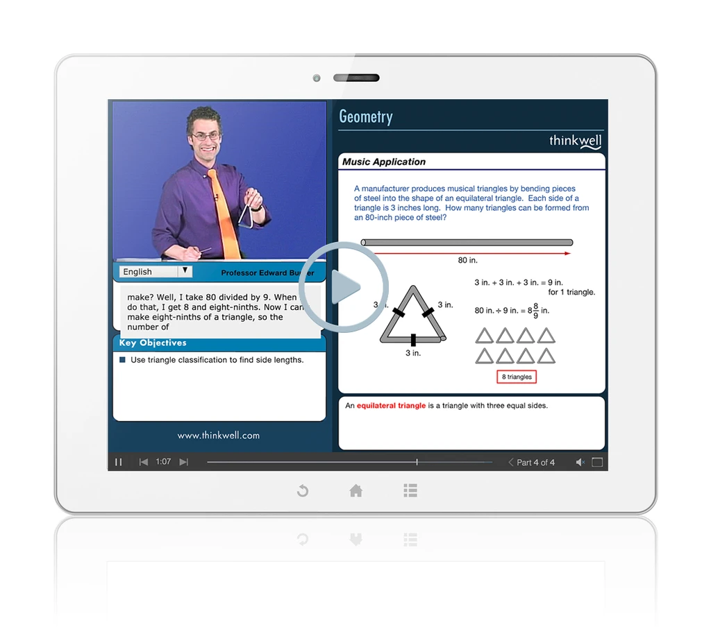 Thinkwell Geometry Video Lessons feature award-wining math professor, Edward Burger